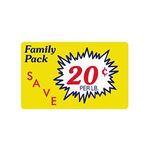 Family Pack / Save 20¢ / lb Label