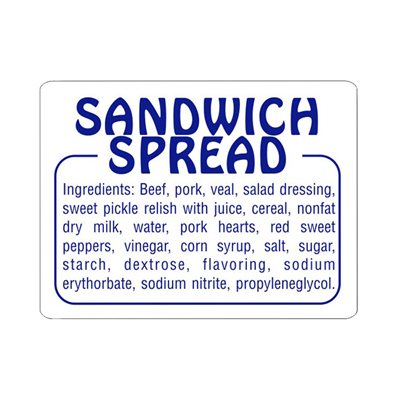 Sandwich Spread w / ing Label