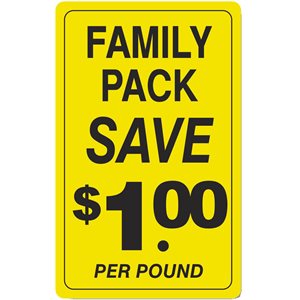 Family Pack / Save 1.00 per pound Label