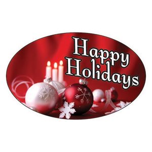 Happy Holidays (w / ornaments) Label