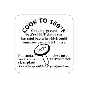 Cook to 160 F (Ground Beef) Label