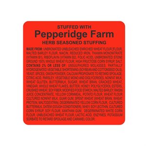 Pepperidge Farm (Stuffed with) Label