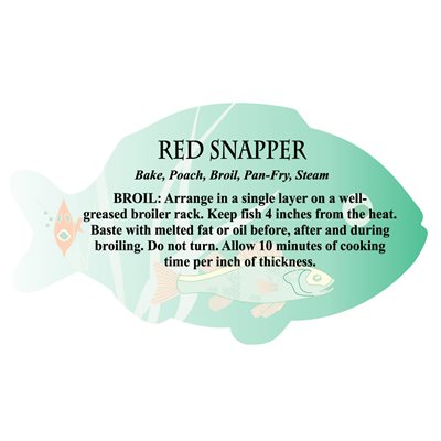 Red Snapper Cooking Recipe Label