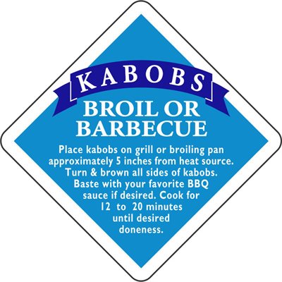Kabobs / Broil or Barbecue Cooking Label