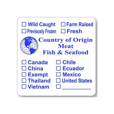 Country of Origin Meat, Fish, Seafood Label