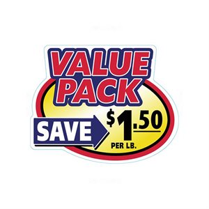 Value Pack Save $1.50 Label