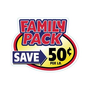 Family Pack Save 50¢ Label