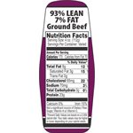 Ground Beef 93% / 7% w / nutritional Fact Label