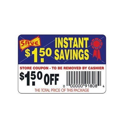 Instant Savings-$1.50Off(tearoff) Label