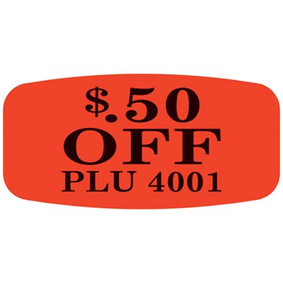 $.50 Off PLU 4001 Short Oval Label