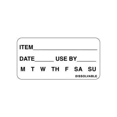 Item Date Use By M T W TH... Label