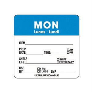 Mon Lunes Lundi Prep / Use By Label