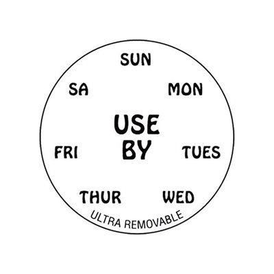 Use By Day of Week (clock) Label